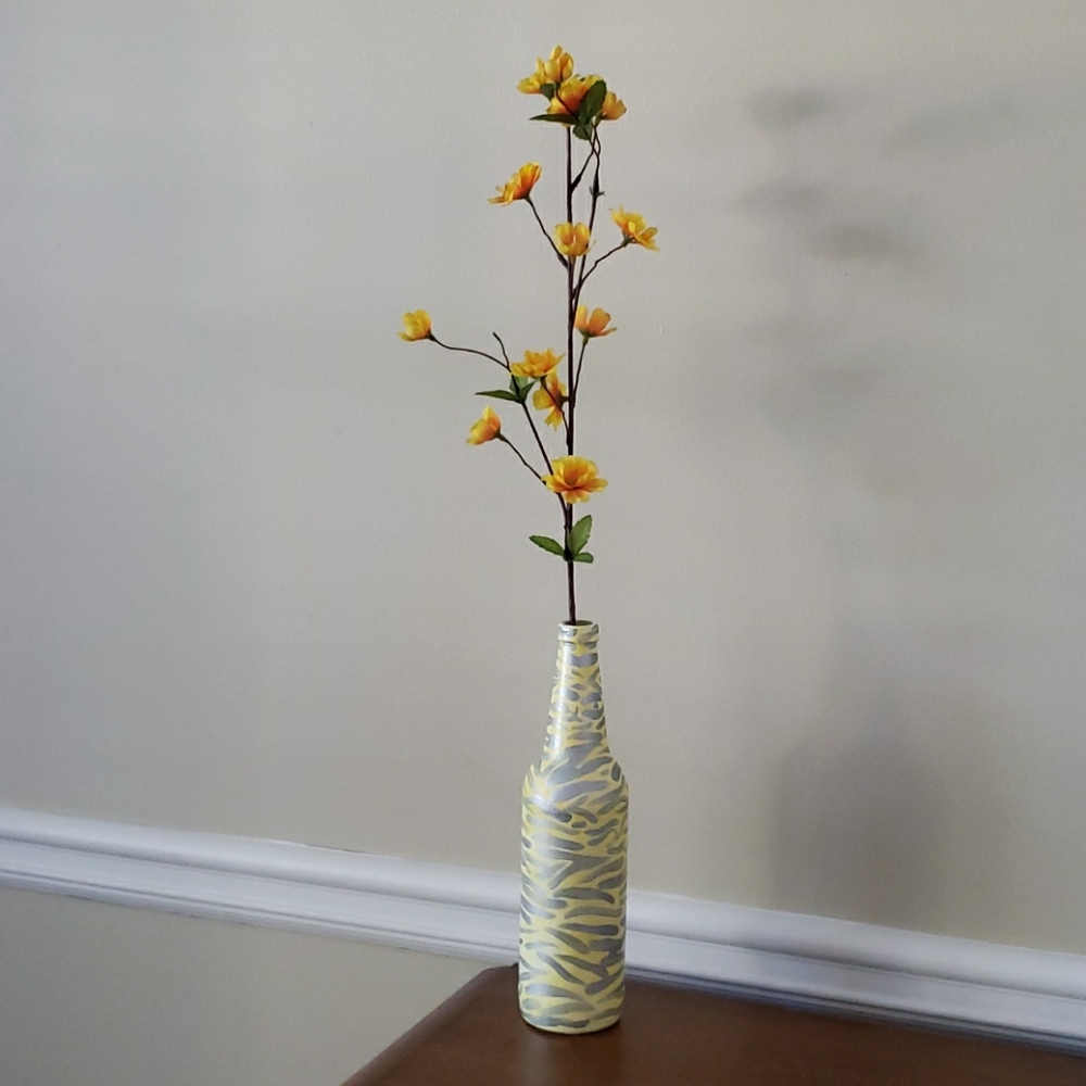 Vintage bottle vase home décor table decor silver